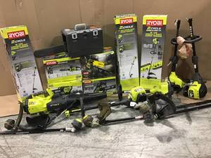 lot 8 image: Pallet with assorted Ryobi outdoor Tools- Open box, used Customer Returns