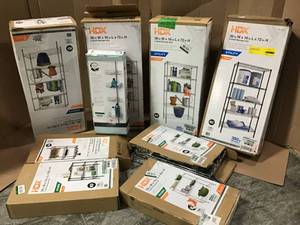 lot 23 image: Lot with assorted Shelving units Open boxes customer Returns