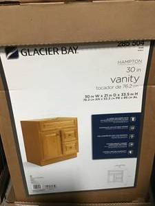 lot 35 image: Hampton 30 in. W x 21 in. D x 33.5 in. H Bathroom Vanity Cabinet Only in Oak