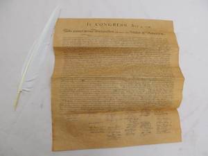 lot 212 image: Declaration of Ind. Replica