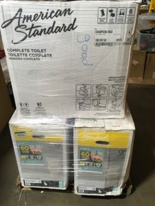ASSORTED PALLET WITH AMERICAN STANDARD COMPLETE TOILETS SEE PICS