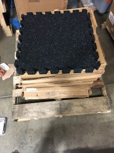 12 CASES WITH ASSORTED Black with Blue Speck 24 in. by 24 in. Interlocking Recycled Rubber Floor Tile (24 sq. ft.) SEE PICS