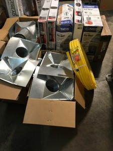 ASSORTED PALLET WITH EVERBUILT & NDS PLUMBING SUPPLIES SEE PICS