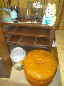 lot 186 image: Misc. Decor and Vintage, Musical Treat Container, Vtg Steam iron, and more
