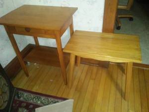 lot 594 image: Wood tables (2)  both excellent condition.