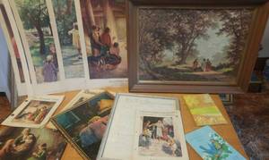 lot 20 image: Misc. Lot of Vintage Religious pictures, booklets, Artwork.