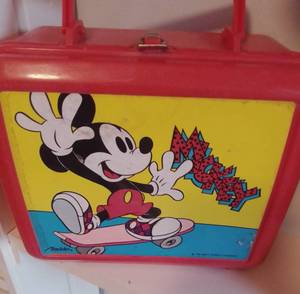 lot 45 image: Vintage Mickey Mouse Lunch Box with Thermos and more