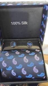 lot 69 image: Mens Dressing table items. Organizer (wood) matching silk tie and cuff links (New in box), Vintage binoculars and more.