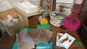 lot 78 image: NOS New old Stock  Cookware, compression socks, Buster Brown and more.