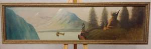 lot 126 image: 2 Vintage prints and antique mirror.