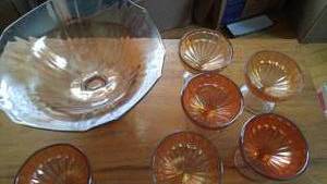 lot 106 image: Marigold pedestal carnival glass.