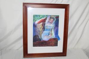 lot 112 image: Stretching Woman  by Zukita Yu  #17298  Matted Framed Print