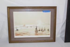 lot 115 image: Sailboats  by Claude Casati  #138275  Matted Framed Print