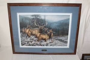 lot 116 image: Broken Silence-Elk  by Rosemary Millete  #16332500  Matted Framed Print
