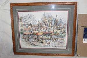 lot 142 image: 1990  Art Market  by Puig Piris  Matted Framed Art