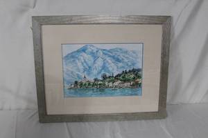lot 140 image: Mountain Village  by Robert Mattiette  Matted Framed Art