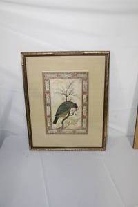 lot 157 image: Bird In Tree  Matted Framed Watercolor