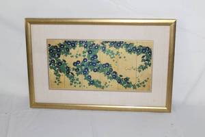 lot 159 image: Morning Glories  by Suzuki Kiitsu  Matted Framed Art