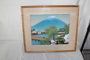 lot 155 image: Mt. Fuji  Matted Framed Watercolor