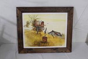 lot 110 image: Country Mailbox  by Joyce Streeter  Framed Painting