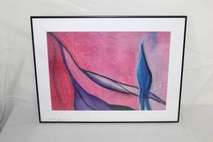 lot 109 image: Bird Abstract  by Z H  Matted Framed Art