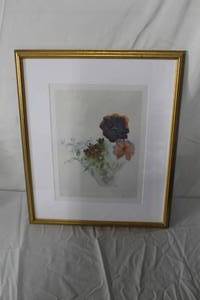lot 108 image: Flowers  by Anne Long  Matted Framed Art