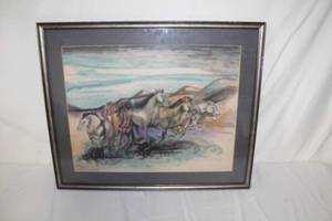 lot 179 image: Horses  Matted Framed Art