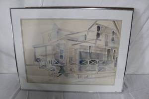 lot 184 image: House Portrait  Matted Framed Wall Art