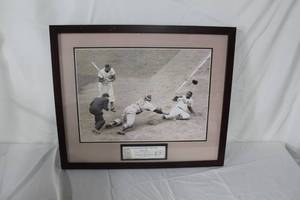 lot 188 image: Jackie Robinson Steals Home May 18 1952  Matted Framed Wall Art