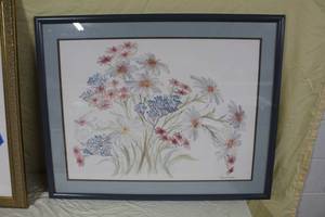 lot 6 image: Flowers  by Teresa W. Davis  Matted Framed Art