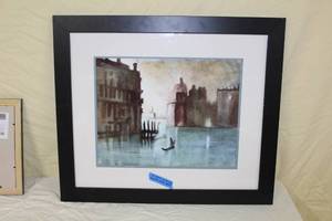 lot 13 image: Canals  by (signed under mat)  Matted Framed Watercolor