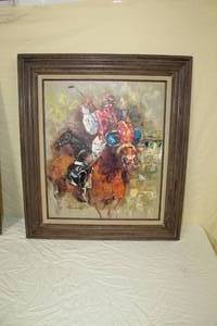 lot 44 image: Horse Jockey  by A. Veccio  Framed Painting