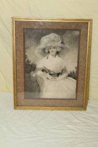 lot 56 image: Woman Portrait  Matted Framed Wall Art