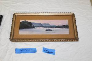 lot 71 image: La Crosse Wisconsin River  Matted Framed Watercolor