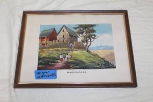 lot 66 image: Madagascar  by Jazoson Robert  Matted Framed Watercolor