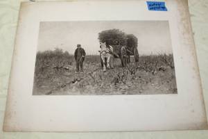 lot 78 image: Wood Carts On The Heath  by Anton Mauve  Vintage Black & White Engraving