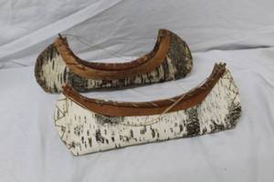 lot 206 image: Lot of (2)  Handmade Canoes  Table Art Dcor