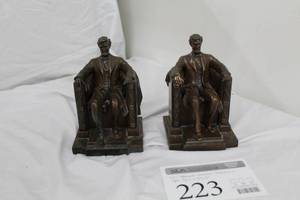 lot 223 image: Lot of (2)  Abraham Lincoln  Metal Bookends