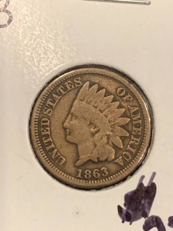 lot 1 image: 1863 Indian Head Penny (high grade)