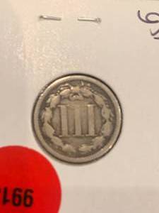 lot 11 image: 1865 3 Cent Piece