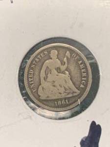 lot 21 image: 1861 Half Dime (great condition)