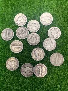 lot 25 image: Lot of 14 Mercury Dimes