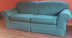 lot 16 image: Contemporary Green Broad Cushion Sofa