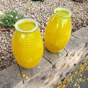 lot 32 image: Pair of Striking Yellow Vases