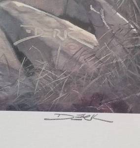 lot 108 image: Derk Hansen Print TIMBERWOLVES  Framed, Signed and Numbered