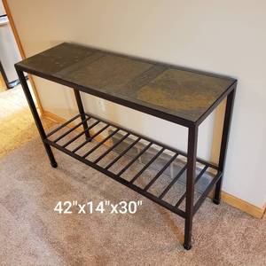lot 14 image: Stone Slat Sofa Table