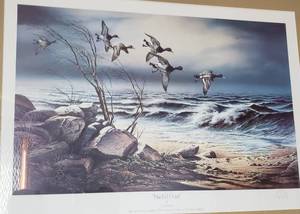 lot 99 image: Terry Redlin Print BLUEBILL POINT  Framed, Signed and Numbered