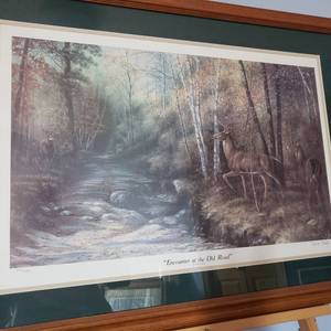 lot 158 image: Cyndi Nelson Print ENCOUNTER AT THE OLD ROAD  Framed, Signed and Numbered