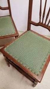 lot 25 image: Pair of Cane Seat Brass Tack Studded Chairs