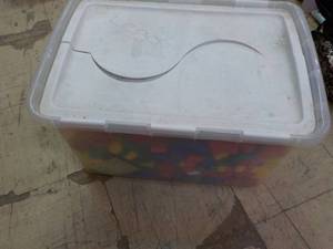 lot 156 image: Self Locking Tote Full of Legos and...